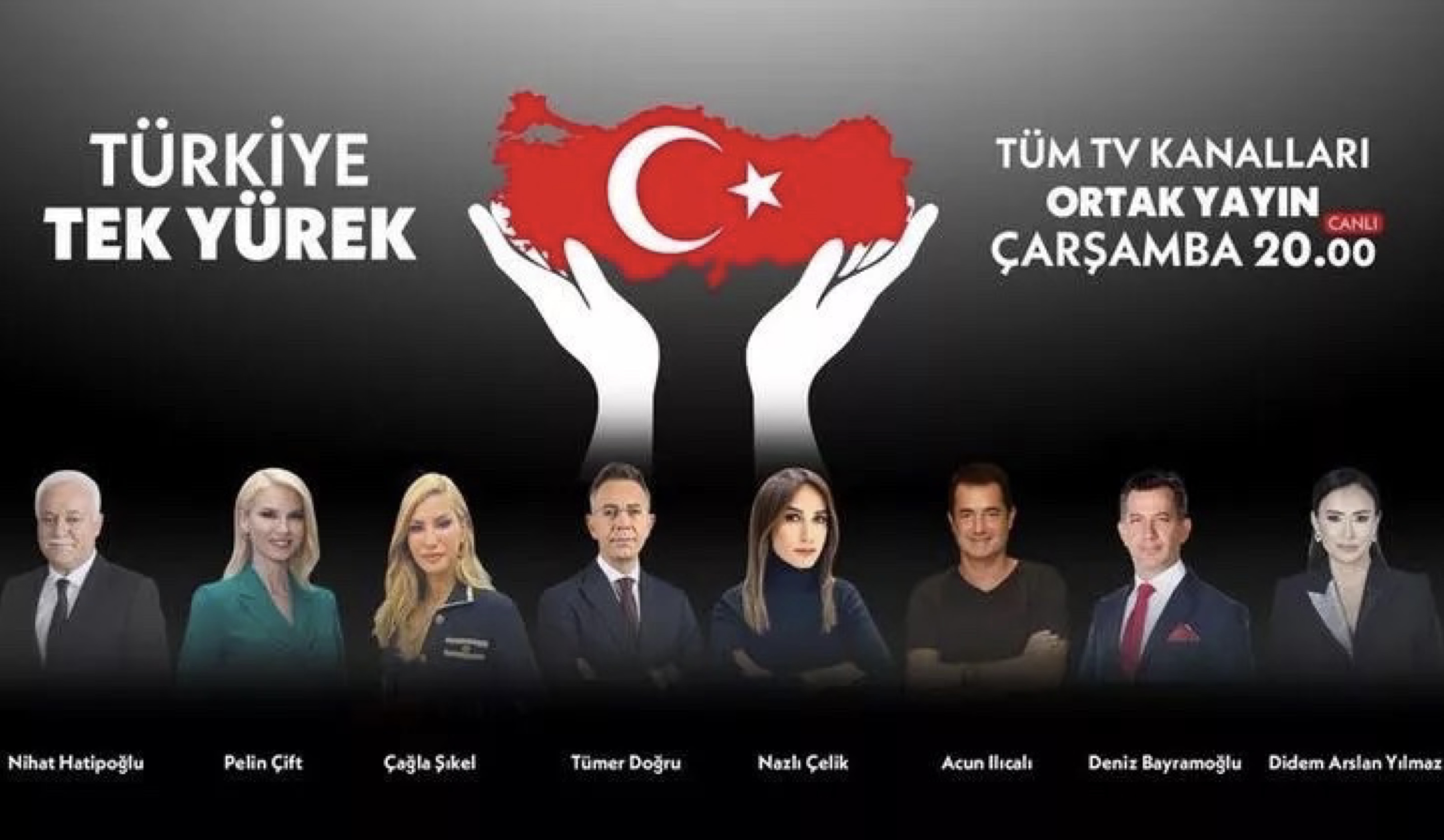 TÜRKİYE TEK YÜREK kampanyası ile tüm radyo ve televizyonlar ortak yayında